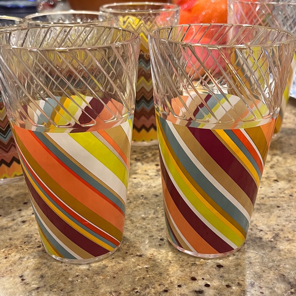 2- Missoni for Target Colorful Striped Glass Tumblers